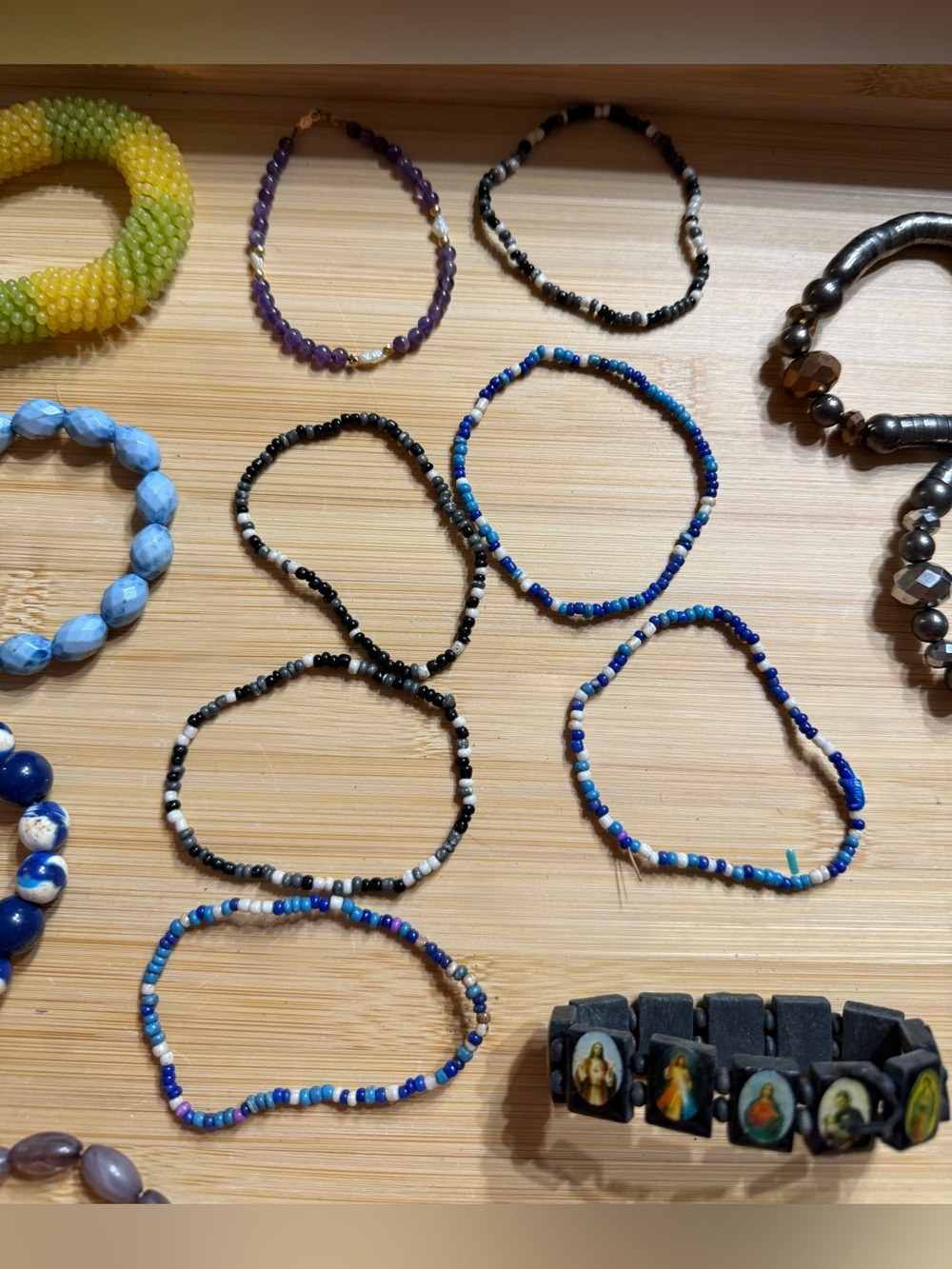 Beaded Bracelet Bangle Bundle of 22 Colorful Boho - Picture 3 of 8